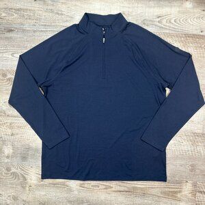 G/FORE Pullover Mens XL Gray 1/4 Zip Long Sleeve Navy Golf Top